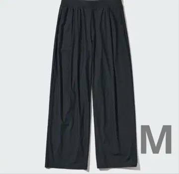 UNIQLO 울트라 스트레치 에어리즘 스트레이트 와이드 팬츠 M 블랙