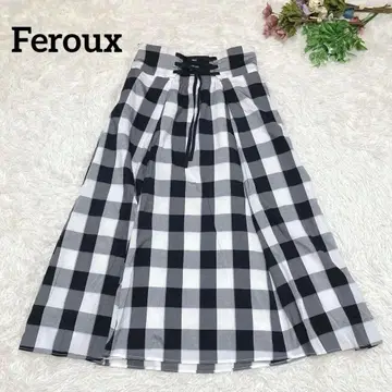 a.1587 [ 페루/Feroux ] 롱 스커트 체크 무늬 모노톤 봄