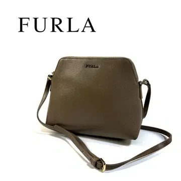 [새상품급] FURLA 가죽 크로스 숄더백 주름 가죽 골드 금장 장식