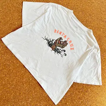 산타크루즈 스크리밍 핸드 티셔츠 레오파드 무늬 화이트 사이즈 L