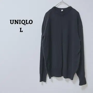 유니클로 봄 니트 스웨터 면마 3D 크루넥 심플 긴팔 L