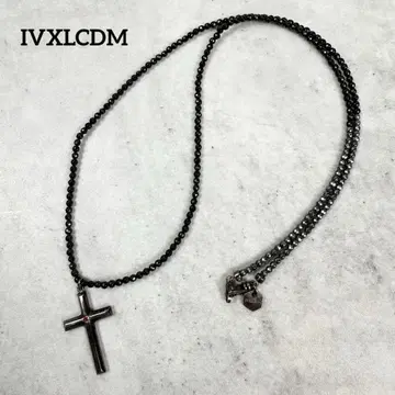 IVXLCDM 크로스 비즈 목걸이 실버 블랙