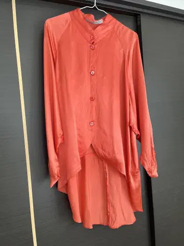 vintage 제비꼬리 드레스 셔츠 노카라 새틴