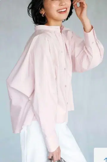 UNFILO 앙피로 개더 와이드 셔츠 핑크