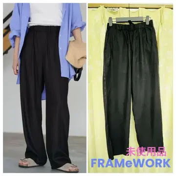 FRAMeWORK 레이온 린넨 트윌 드로스트 팬츠 블랙 34