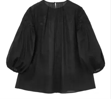 ANAYI 아나이 라미 코튼 레이스 개더 블라우스 블랙