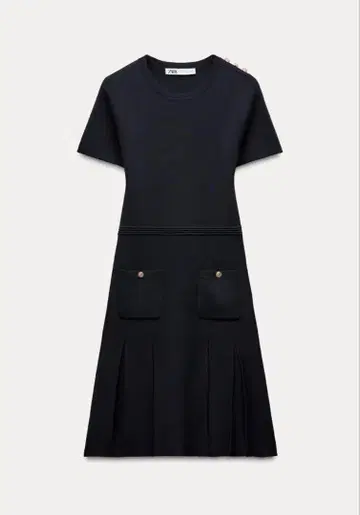 미사용 새상품 ZARA 박스 플리츠 니트 미니 원피스