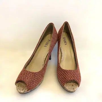 [미사용 새상품] FABIA 파비아 오픈토 펌프스 24cm 오렌지
