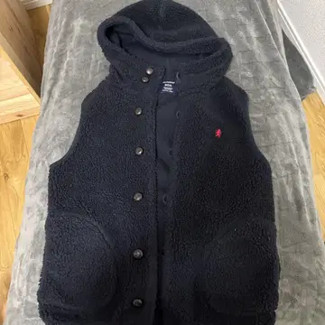 짐플렉스 네이비 플리스 베스트 후드 부착