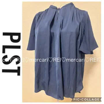 PLST 플라스테 새틴 셔링 블라우스 반팔