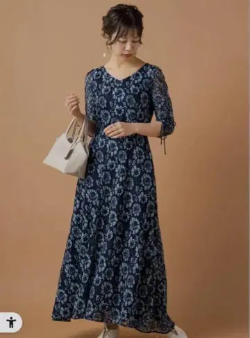Kastane 네이비 플라워 프린트 포멀 원피스