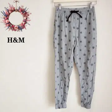 에이치앤엠 H&M 올 패턴 조거 팬츠 눈꽃 캐주얼웨어 XS