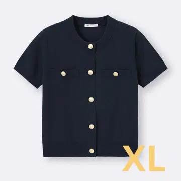 완판템 GU 메탈 버튼 가디건 XL 네이비