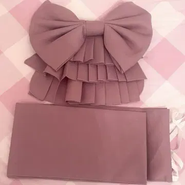 리본 플리츠 프릴 오비 핑크