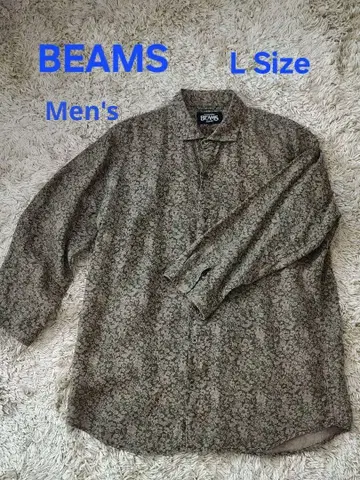 BEAMS 남성용 린넨 셔츠 L 사이즈 7부 소매
