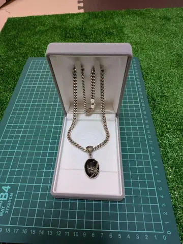 실버 925 오벌 펜던트 키헤이 컷 목걸이, 올 실버 925.
