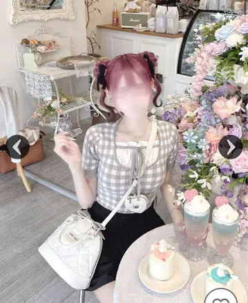 허니뮤우 깅엄 체크 상의
