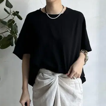DouDou 스트레치 쉬폰 돌먼 블라우스 블랙