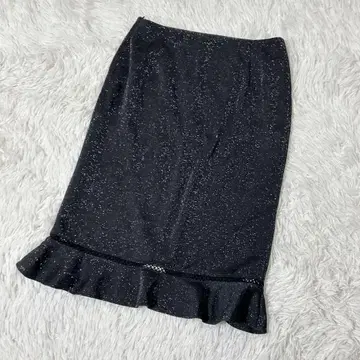[ c5100 ] 새상품급 무릎 기장 스커트 타이트 블랙 라메