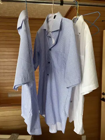 3벌 세트 파랑 & 화이트 스트라이프 반팔 셔츠