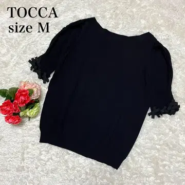 TOCCA 토카 소매 리본 반팔 티셔츠 썸머 니트 블랙 M 사이즈