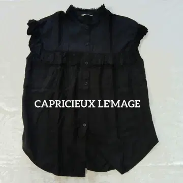 CAPRICIEUX LE'MAGE 슬리브리스 프릴 블라우스 블랙 페미닌