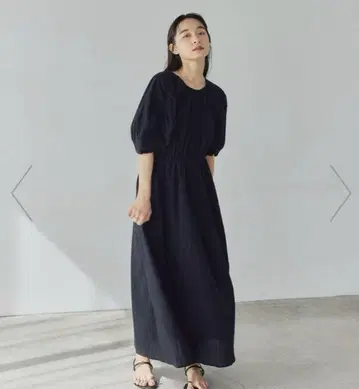 EMMEL REFINES 카라미 레이스 퍼프 슬리브 원피스 블랙 S