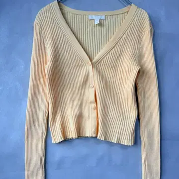 새상품급 H&M 베이지 M 리브 가디건 긴팔 크롭 기장 가디건