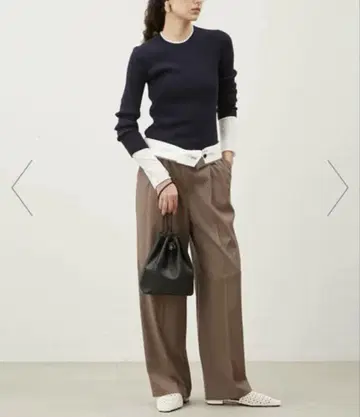 새상품급 미라 오웬 마블 디자인 턱 와이드 팬츠 아이보리
