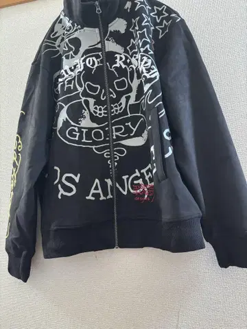 에드하디 자수 프린트 기모 플레잉팅 집업 Ed Hardy