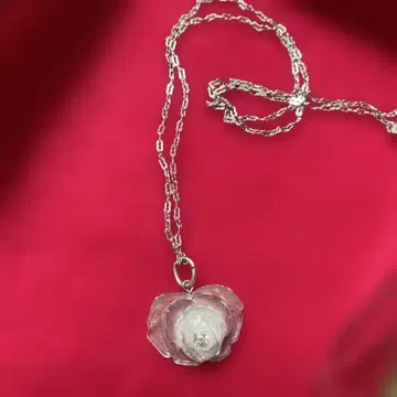 로즈 모티브 목걸이 실버 925