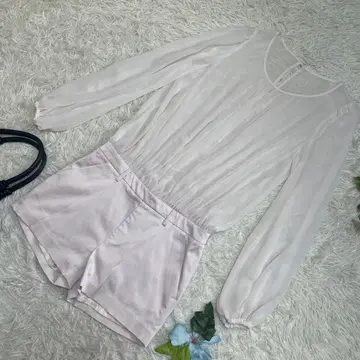 새상품급 SOV. 소브 반팔 올인원 옅은 핑크 상반신 비침 S 사이즈