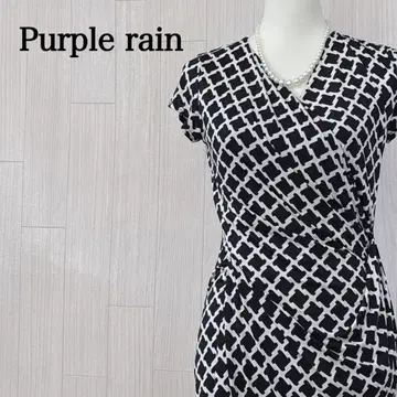 새상품급 purple rain 원피스 흑백 얇은 소재 신축성 V넥 고급
