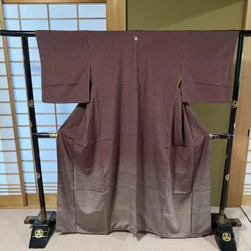 4 에도 코몬 팥색 크고 작은 싸라기 그라데이션 문장 기모노