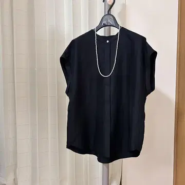 PLST 플라스테 밴드 칼라 프렌치 슬리브 핸섬 셔츠 반팔 블라우스