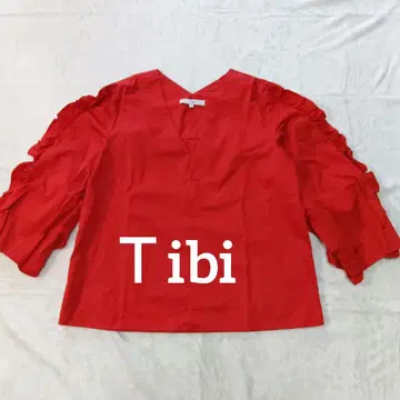 Tibi 티비 프릴 티셔츠 코튼 레드 2