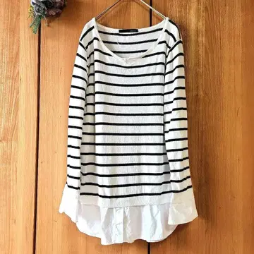 [ 라르트로 ] 긴팔 튜닉 보더 프릴 소매 후쿠오카 셀렉샵