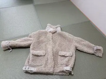 베이지 쉘파 퍼 무스탕 코트
