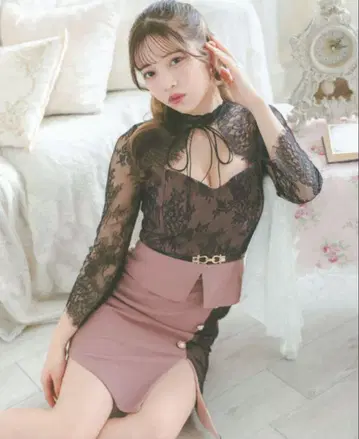 Ti ka 레이스 핑크 타이트 드레스 XXL