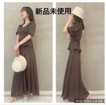 SNIDEL 새틴 플레어 스커트