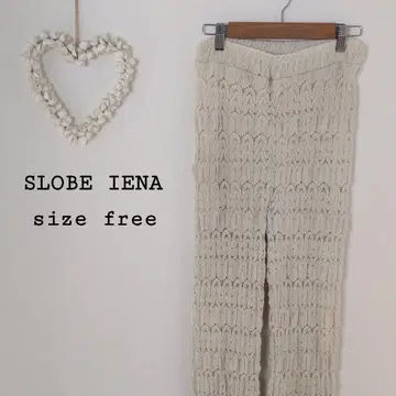 SLOBE IENA 전체 레이스 릴랙스 팬츠 허리밴딩 니트 팬츠