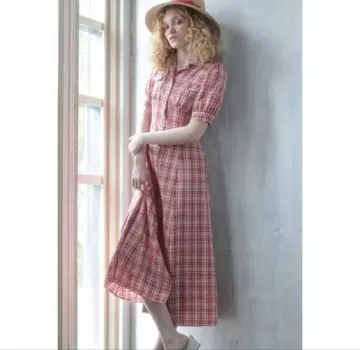 [새상품급] deicy 데이시 빨간색 체크 롱 원피스 WEB 한정판 레드