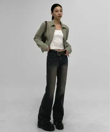 BLACKUP 그레이 부츠컷 데님 S 사이즈 벨라 부츠컷 데님