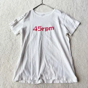 45rpm 프론트 프린트 티셔츠 M 코튼 세탁 가능 캐주얼 인기