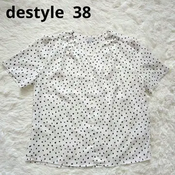 destyle V넥 블라우스 도트 무늬 38 워셔블 수트 스퀘어
