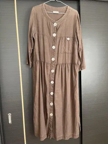 vintage 빅 실루엣 린넨 개더 원피스