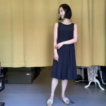 @ Agnes b. 아녜스베 원피스 플리츠 무지 롱 블랙