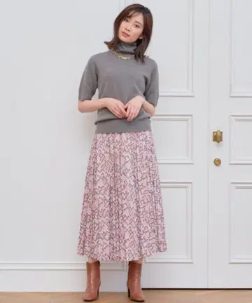 아나이 ANAYI 키카 프린트 플리츠 스커트 36