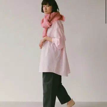 ETRE TOKYO 오버사이즈 개더 셔츠 - 핑크