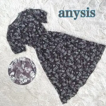 [ anysis ] 플라워 프린트 플레어 원피스 꽃무늬 롱 보태니컬 M